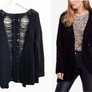 Free People Crochet Wool Heavy Boho Cardigan